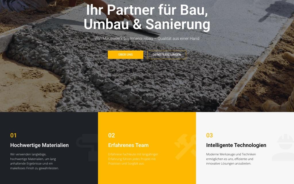 Webauftritt für Bau und Sanierung