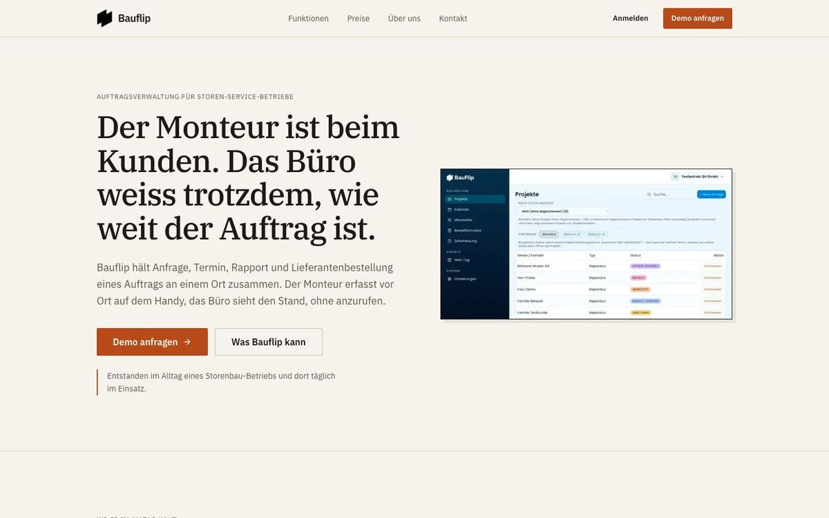 Auftragsverwaltung für Storen-Service